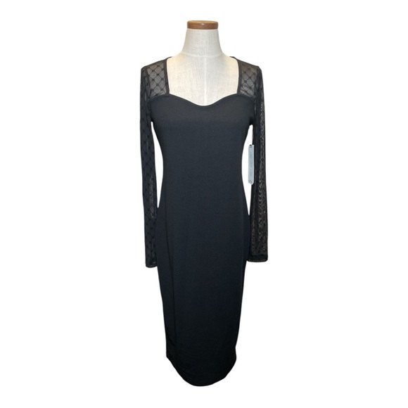 •Elegant Black Lace Sleeve Dress - Picture 1 of 6